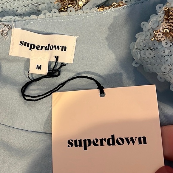 Revolve Superdown “Dina” mini dress in light blue star M NWT - Picture 4 of 5